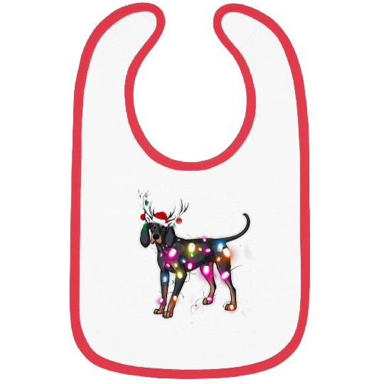 Christmas Lights Black And Tan Coonhound Dog Bibs