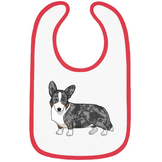 Cute Blue Merle Brindle Tan Cardigan Corgi Dog Bibs