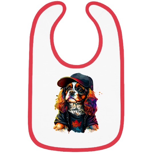 Funny Cavalier King Charles Spaniel Cute Rap Hip Hop RB 5 Bibs