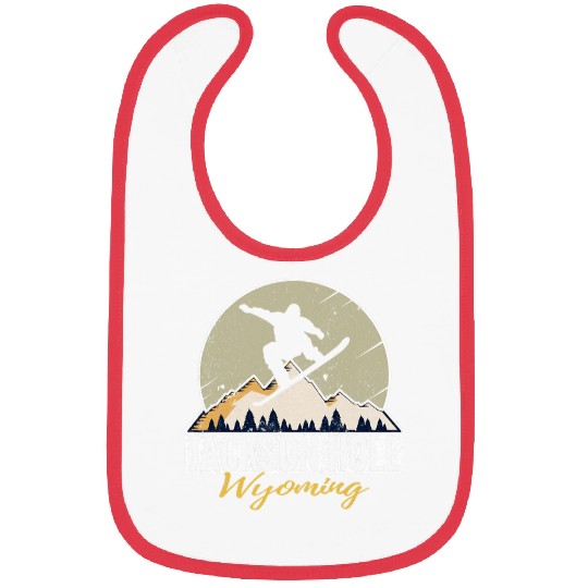 Skiing Ski Jackson Hole Wyoming Snowboarding Retro Mountain Vacation Bibs