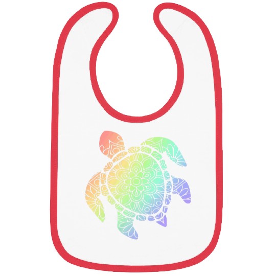 Turtle Pet Pastel Rainbow Mandala Boho Bibs