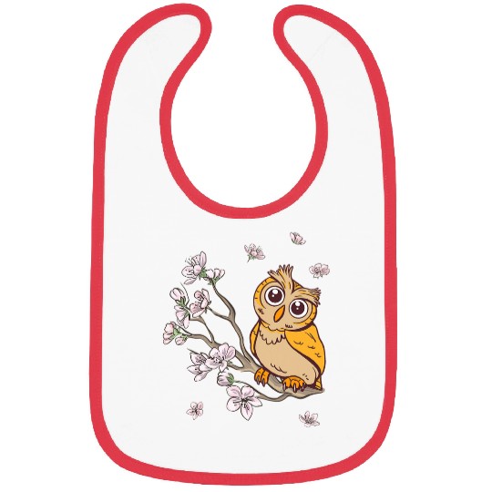 Owl Pet Cherry Blossom Style Owl Lovers Bibs