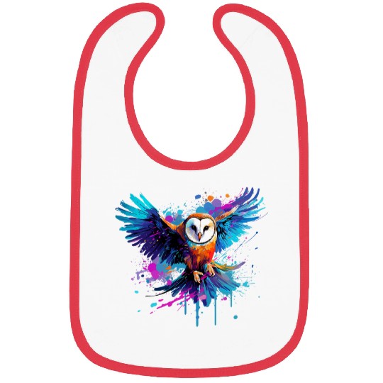 Owl Pet Colorful Barn Owl Owls Lover Splash Art Bibs