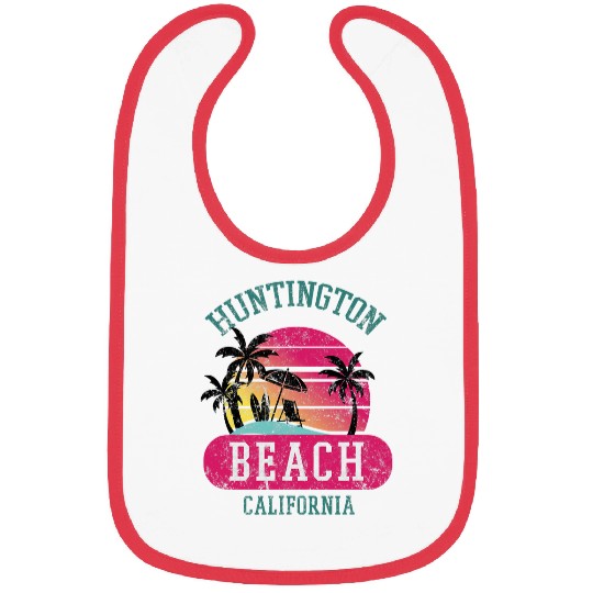 Distressed Huntington Beach CA Beach Sunset Novelty Art Bibs