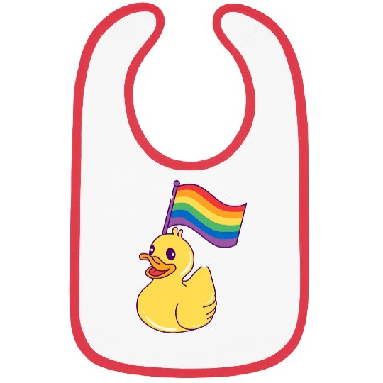 Duck Pet LGBT Squeaky Duck With Rainbow Pride Flag Bibs