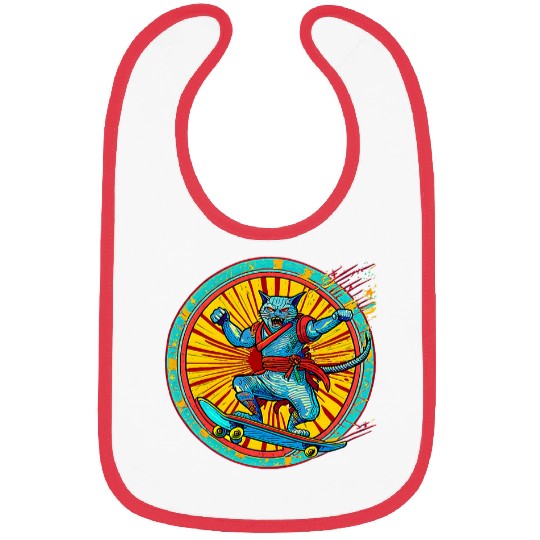 Samurai Cat Rad Aggressive Ollie Skateboard Bibs