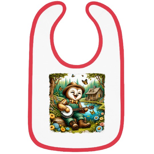 Owl Pet Charming Cottagecore Aesthetic Banjo Serenade Barn Owl Bibs