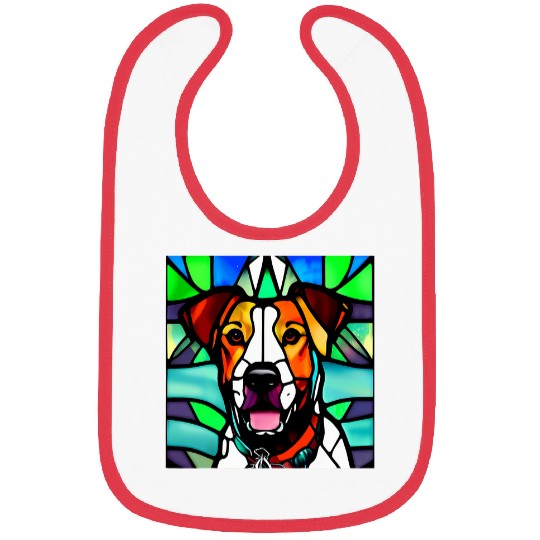 Brittany Spaniel Colorful Stained Glass 4 Bibs