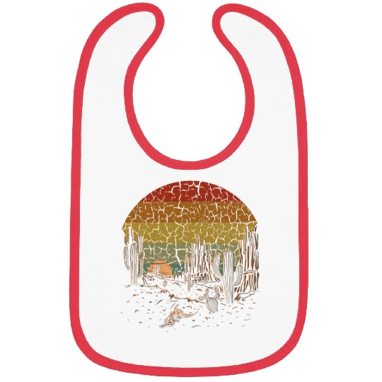 Retro vintages Canyon Desert Landscape Buffalo Skull Cacti Bibs