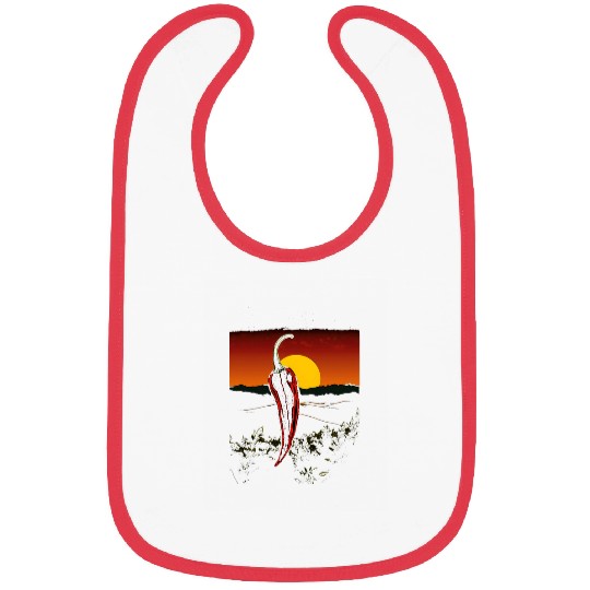 Lacrosse Gift Chili Spicy Pepper Hot Chillis Peppers Sunset Vintage Bibs