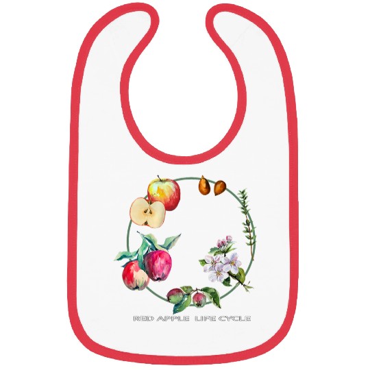 Red Apple Tree Life Cycle Process From Seeds to Fruits Art Bibs