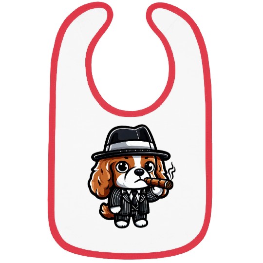 Cavalier King Charles Spaniel Gangster Funny Dog Mobster Bibs