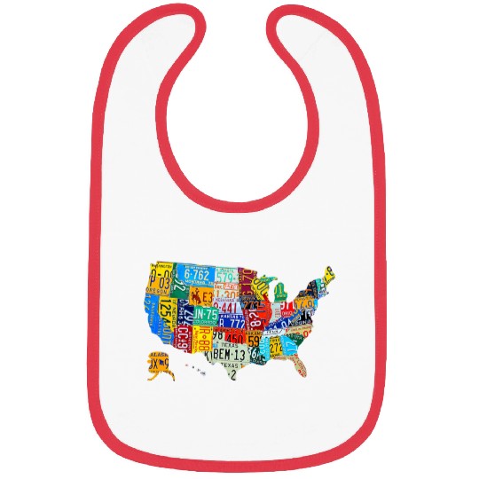 American Map License Plate US Map Art American Map Bibs