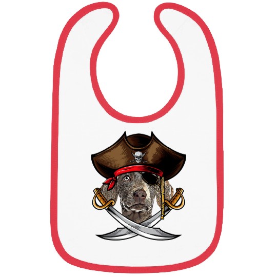 Funny Weimaraner Dog Pirate Captain Halloween Bibs