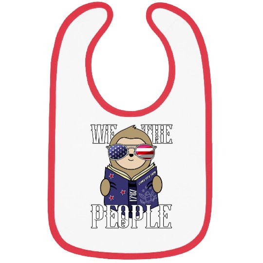 Patriotic Sloth USA Flag Constitution Love America 4th July Bibs