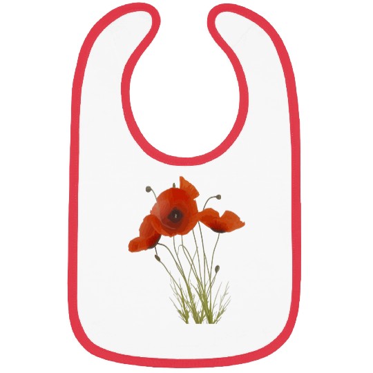 Delicate Red Poppies Wildflower Floral Bouquet Bibs