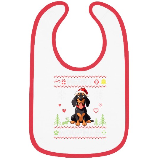 Black Tan Coonhound Dog Santa Merry Christmas Woofmas Day 1 Bibs
