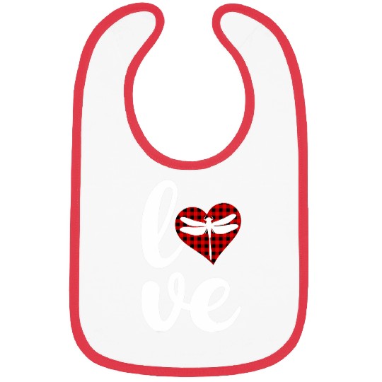 Dragonfly Lover buffalo plaids Love Dragonfly Valentines Day Bibs