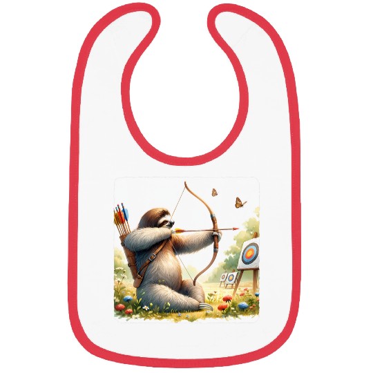 Sloth Pet Practicing Archery In A Meadow Wildflowers Arrow Bow 1 Bibs