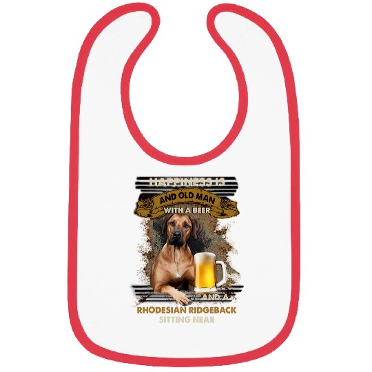 Happiness Is An Old Man With A Beer Rhodesian Ridgeback Bibs