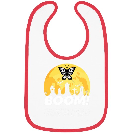Halloween Haunted Mansion Spooky Skull Butterfly Graveyard Bibs