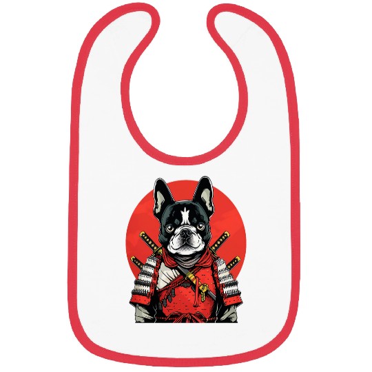 Boston Terrier Samurai Funny Dog Warrior Bibs