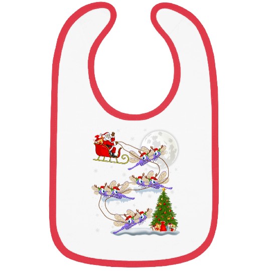 Funny xmass Lighting Tree Santa Riding Dragonfly Christmas Bibs
