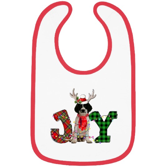 Joy Christmas Lights English Springer Spaniel Dog Santa Hat Bibs