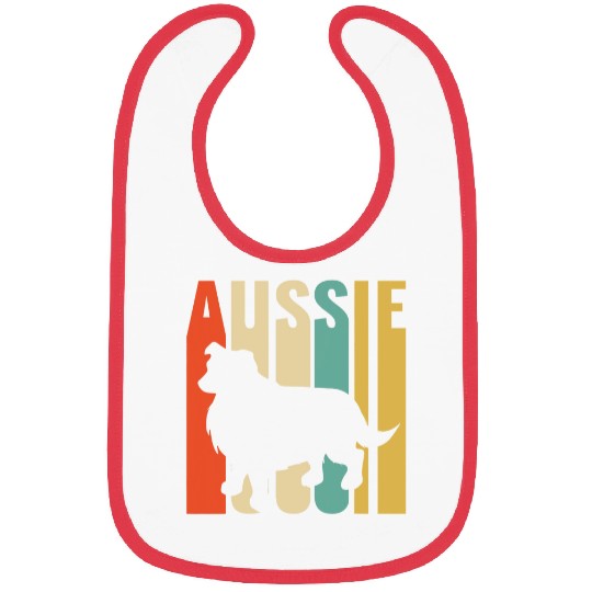 Aussie Retro 1970s Dog Silhouette Australian Shepherd Bibs