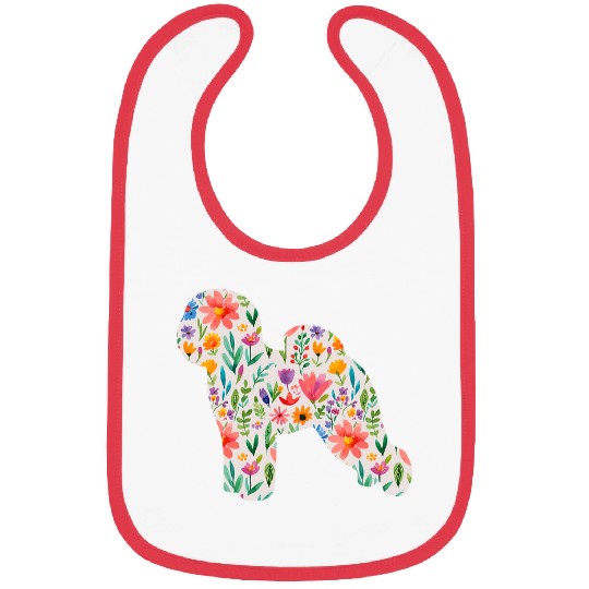 Bichon Frise watercolor flowers design Bibs