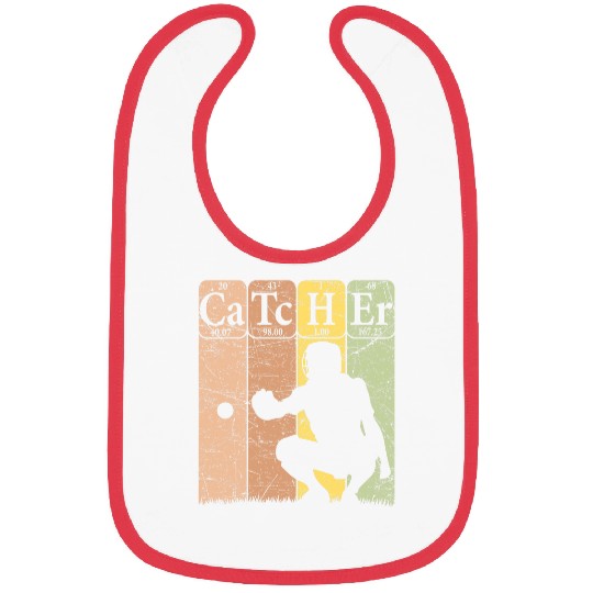 Baseball Periodic Table Elements Nerd Baseball Catcher Retro 3 Bibs