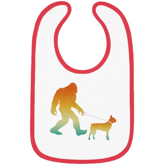 bigfoots Walking Boston Terrier Funny Sasquatch Pet Dog Bibs