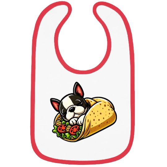 Boston Terrier Burrito Funny Dog Mexican Food Bibs