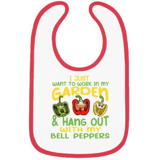 Lacrosse Gift I Just Want To Work In My Garden Funny Bell Pepper Faces Bibs