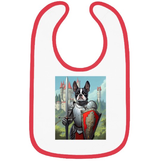 Boston Terrier Knight Funny Dog Medieval Bibs