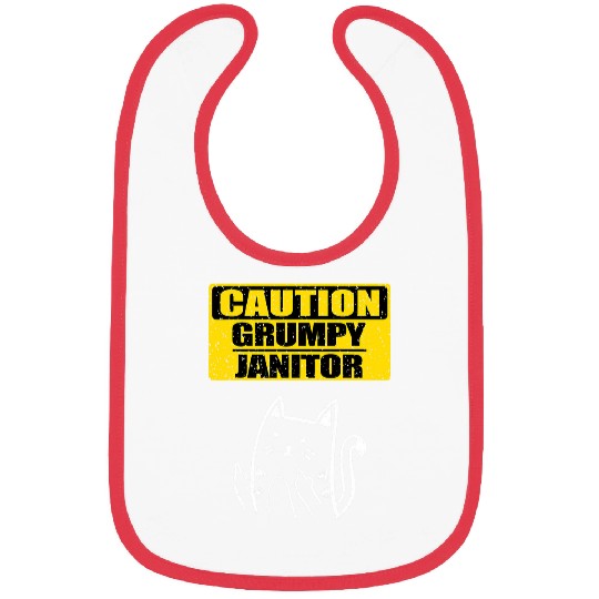 Funny Working Caution Grumpy Janitor Colleague Sarcastic Cat Bibs
