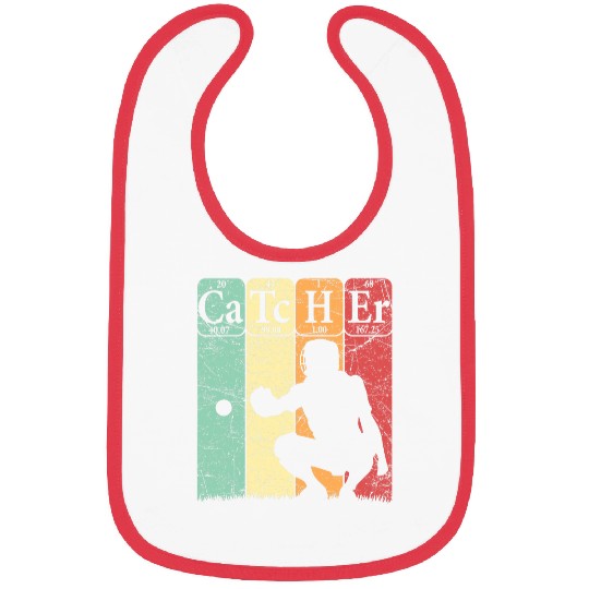 Baseball Periodic Table Elements Nerd Baseball Catcher Retro 4 Bibs