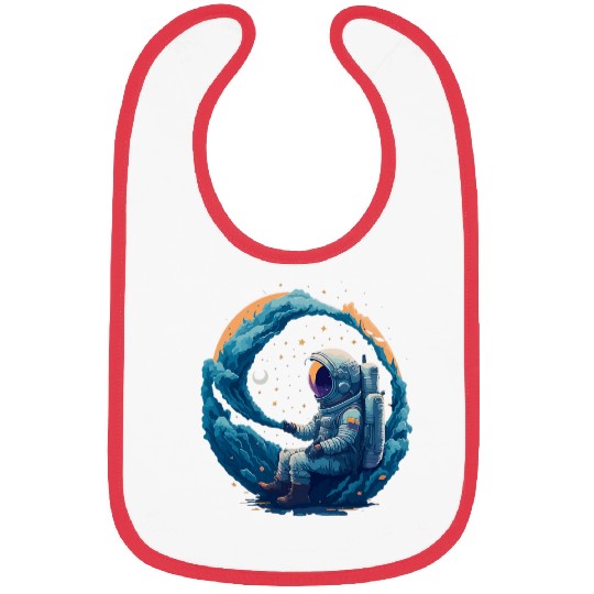 Astronaut sitting on Milky Way galaxy space astro motif Bibs