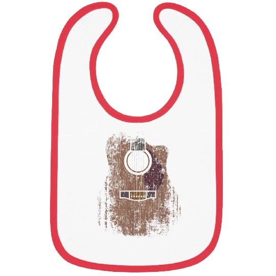 Distressed Acoustic Guitar vintages Player Rock Roll Music Bibs
