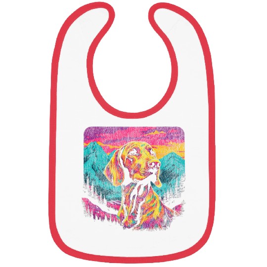 Colorful German Shorthaired Pointer 80s Retro Style Bibs