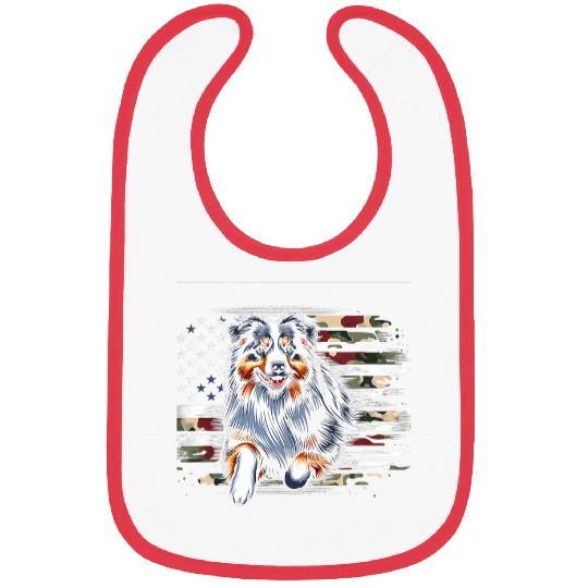 Australian Shepherd Vector USA Flag Bibs