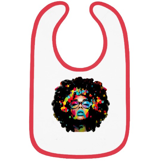 Black Afro Queen Colorful Melanin Art Unapologetically Dope Bibs