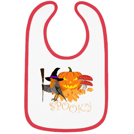 Robin Bird Halloween Pumpkin Spooky Fall Bird Watching 21 Bibs