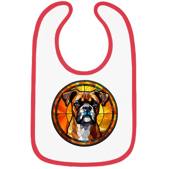 Boxer Dog Stained Glass Leadlight Artistic Design Bibs