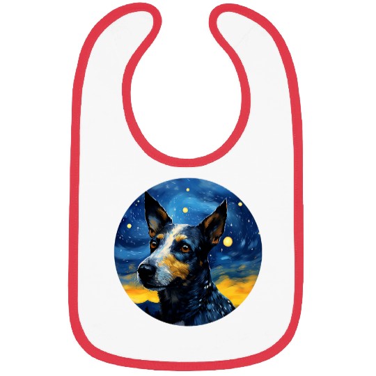 Blue Heeler with border Starry Night Dog Art Bibs