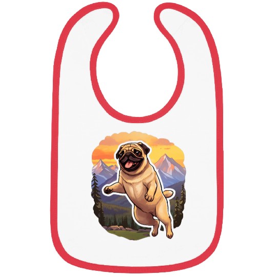 Colorado Pug Cute Cartoon Pug Dog in the MountainsC Logo Bibs