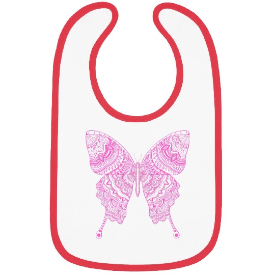 Pink Butterfly Yoga Meditation Mandala New Age Geometric Bibs