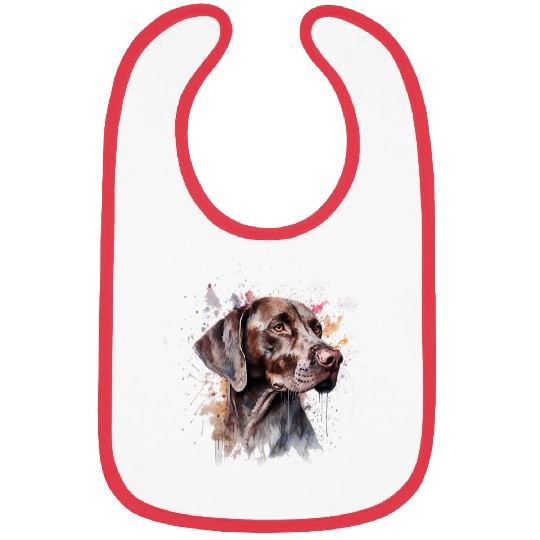 Colorful German Shorthaired Pointer watercolor art Bibs