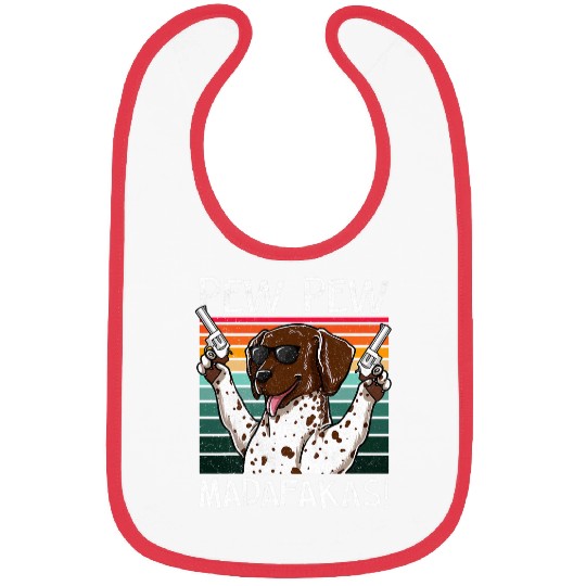 German Shorthaired Pointer Pew Pew Dog vintages Retro Sunset Bibs