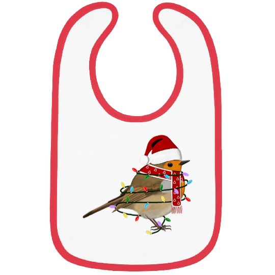 Robin Christmas Tree Bird Santa Claus Biologist Animal Bibs